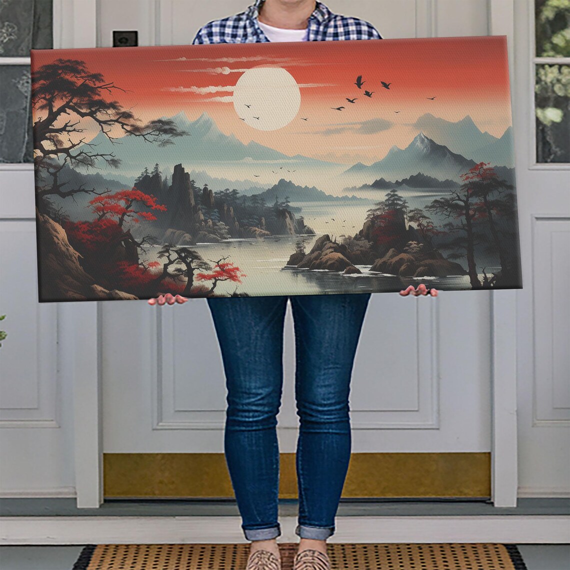 Japanese Sun Landscape Panoramic Wall Art Print - Image 4