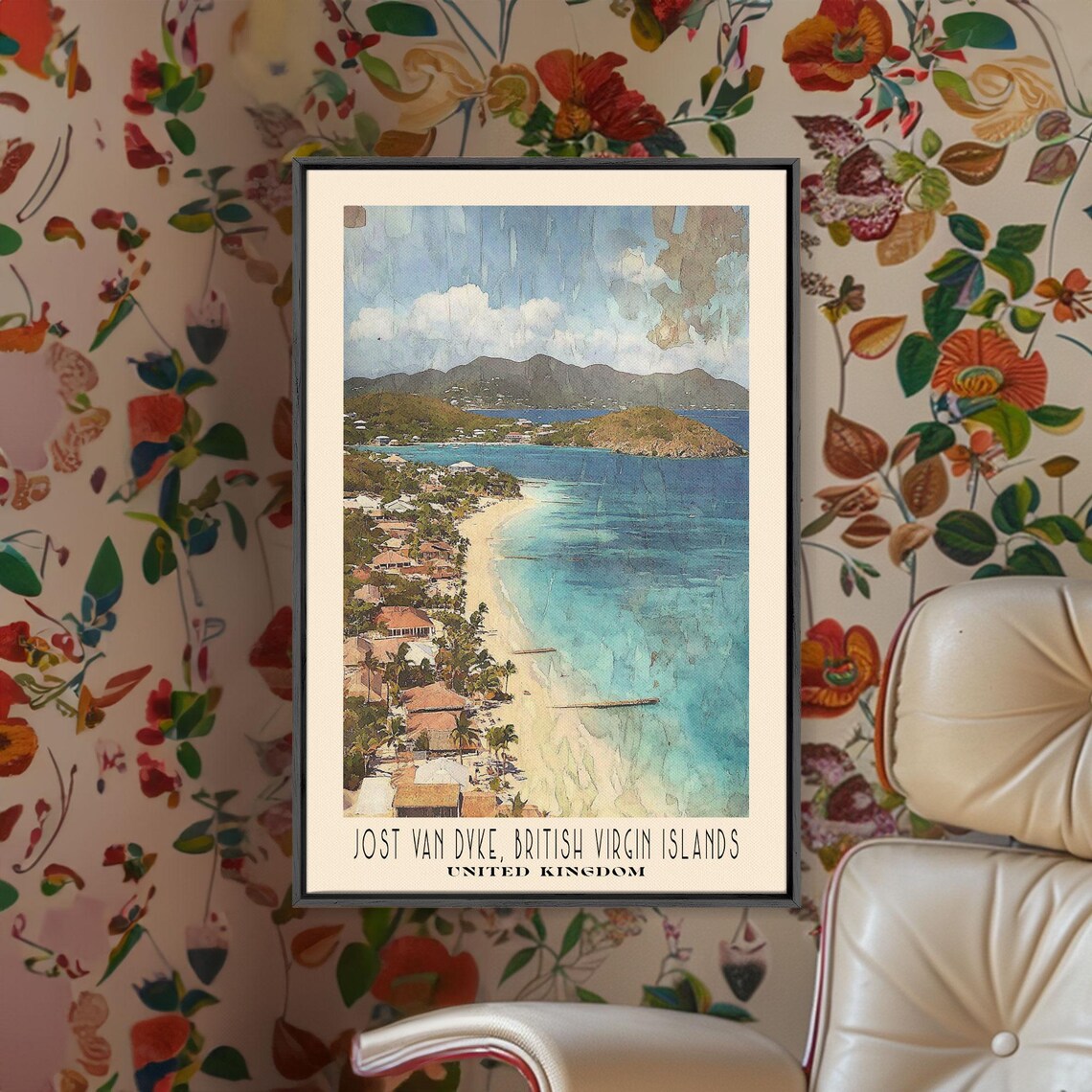 Jost Van Dyke, British Virgin Islands Watercolor Travel Poster - Image 2