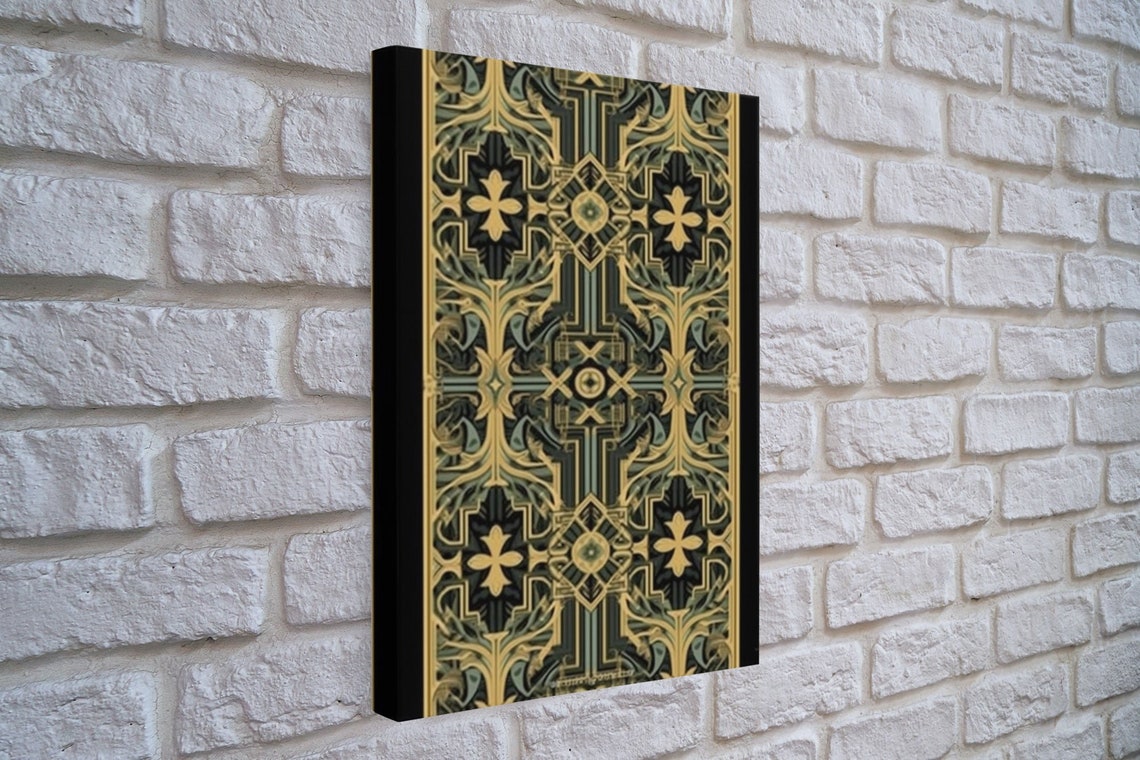 Art Deco Gold Green Ornamental Pattern Vintage 1920s Style Wall Poster - Image 4