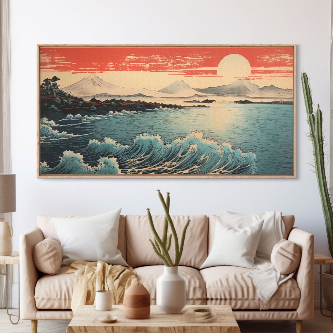 Japanese Sunrise Ocean Waves Panoramic Travel Poster - Image 3