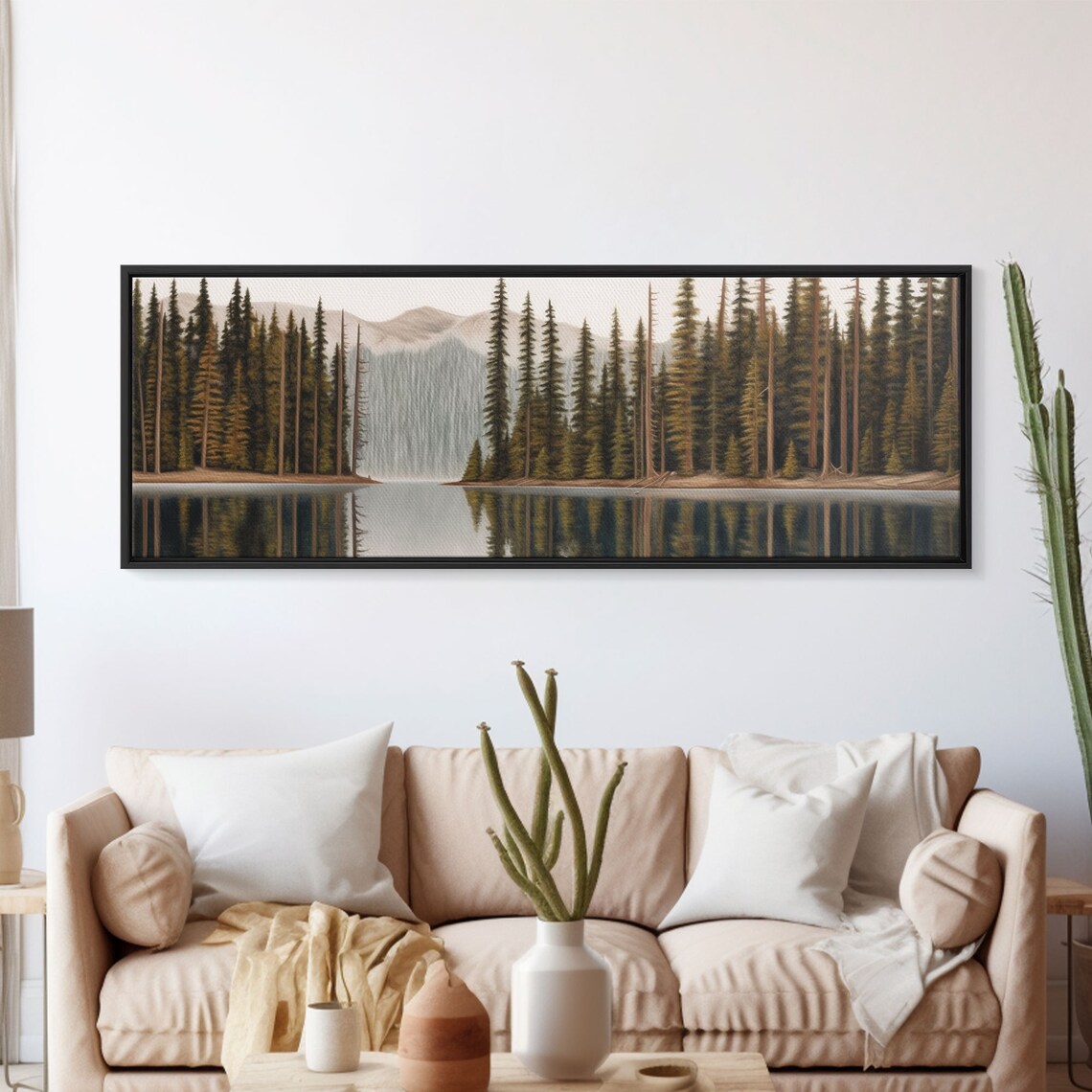 River Colored Pencil Landscape Mountain Reflection Art Print