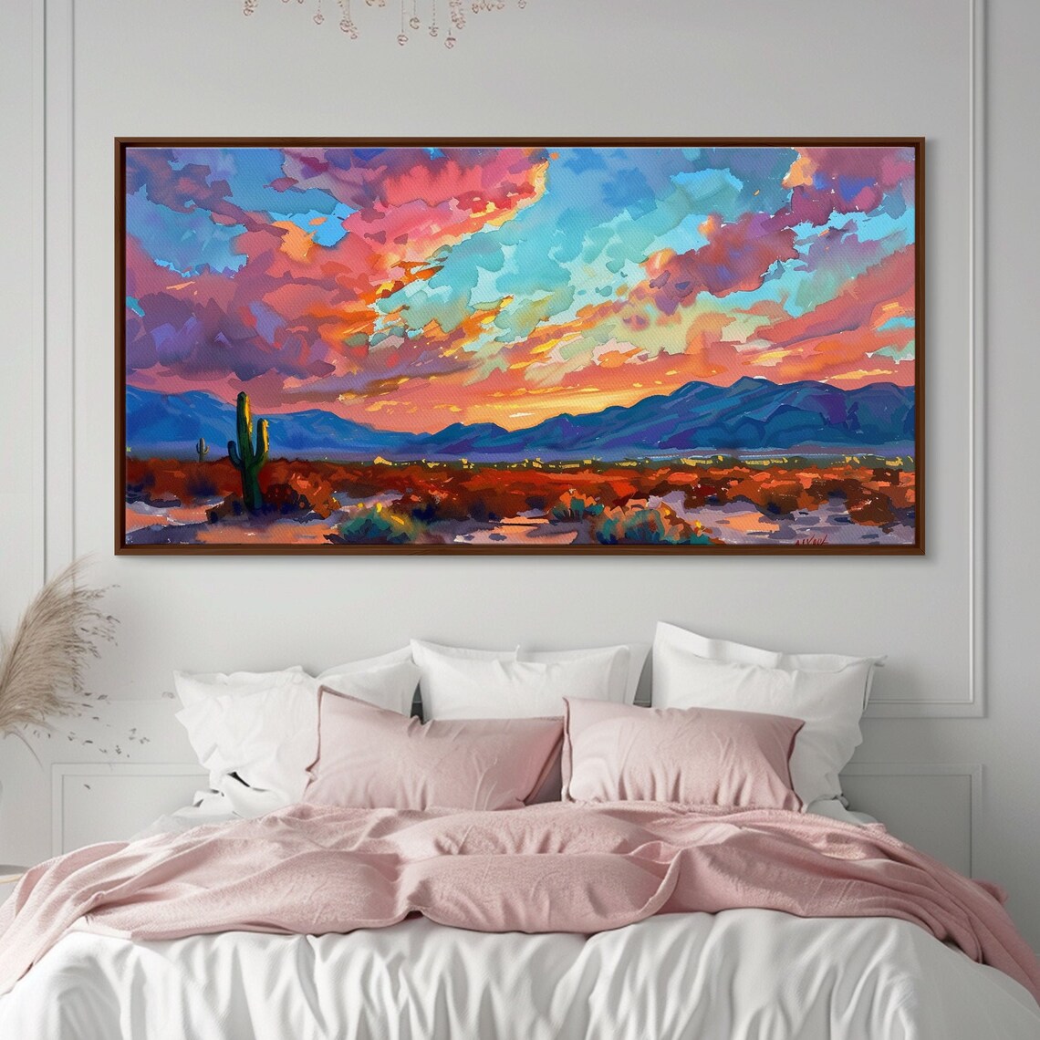 Expansive Desert Sunset Saguaro Purple Mountain Panorama Art Poster - Image 3