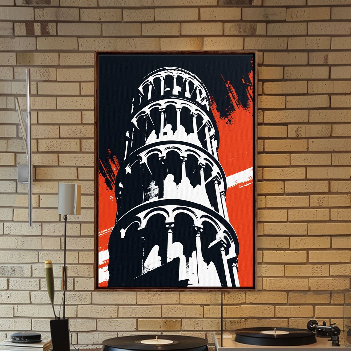 Leaning Tower Of Pisa Pop Art Graphic Orange Black Travel Poster - Image 4