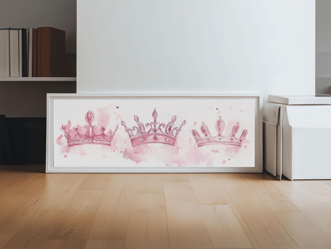 Pink Watercolor Crowns Trio Regal Princess Royal Feminine Glam Poster - Image 2