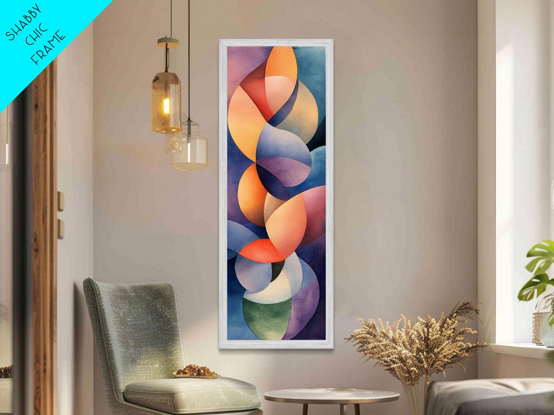 Bright Abstract Swirls Framed Print Colorful Geometric Wall Art Minimalist Boho Art Vertical Home Accent Gift Idea - Image 2