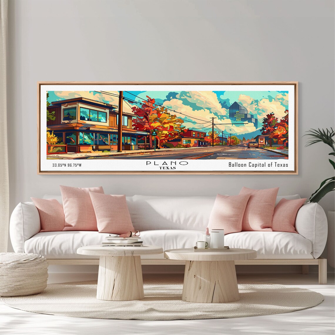 Plano Texas Suburban Street Autumn Trees Downtown Tower Travel Poster - Image 4