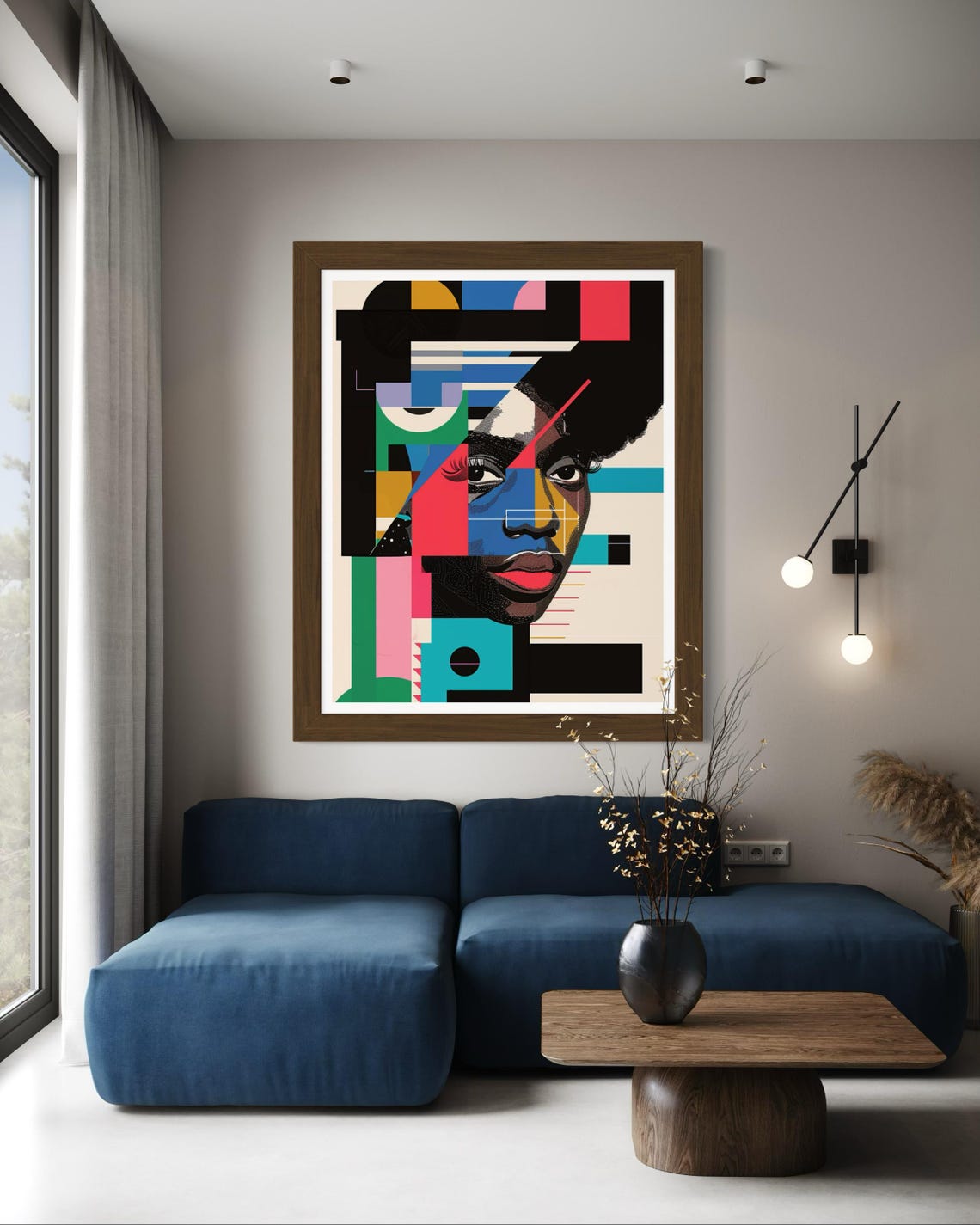 Bold Geometric African Woman Portrait Vibrant Abstract Wall Art - Image 4