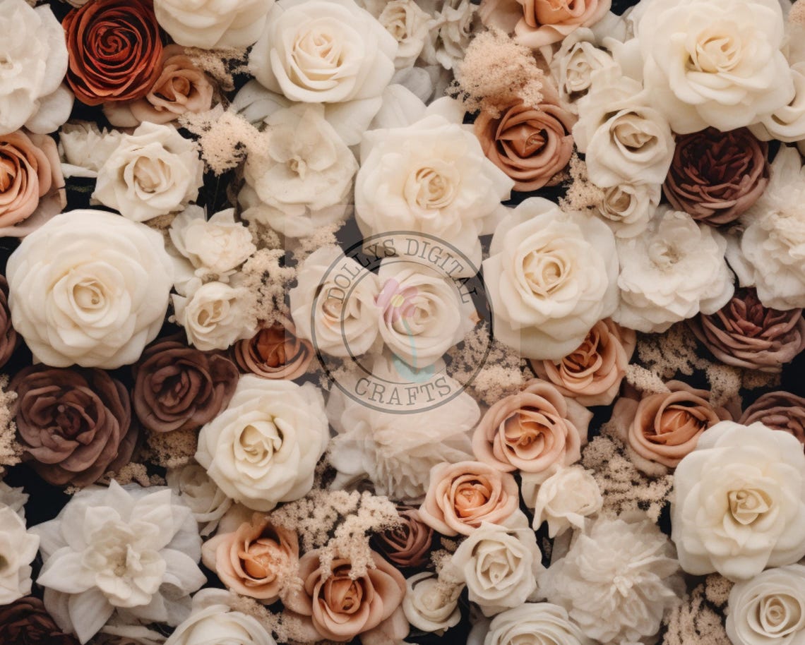 Cream Blush Rose Wall Dense Floral Garden Luxury Art Poster Home Decor - Image 4