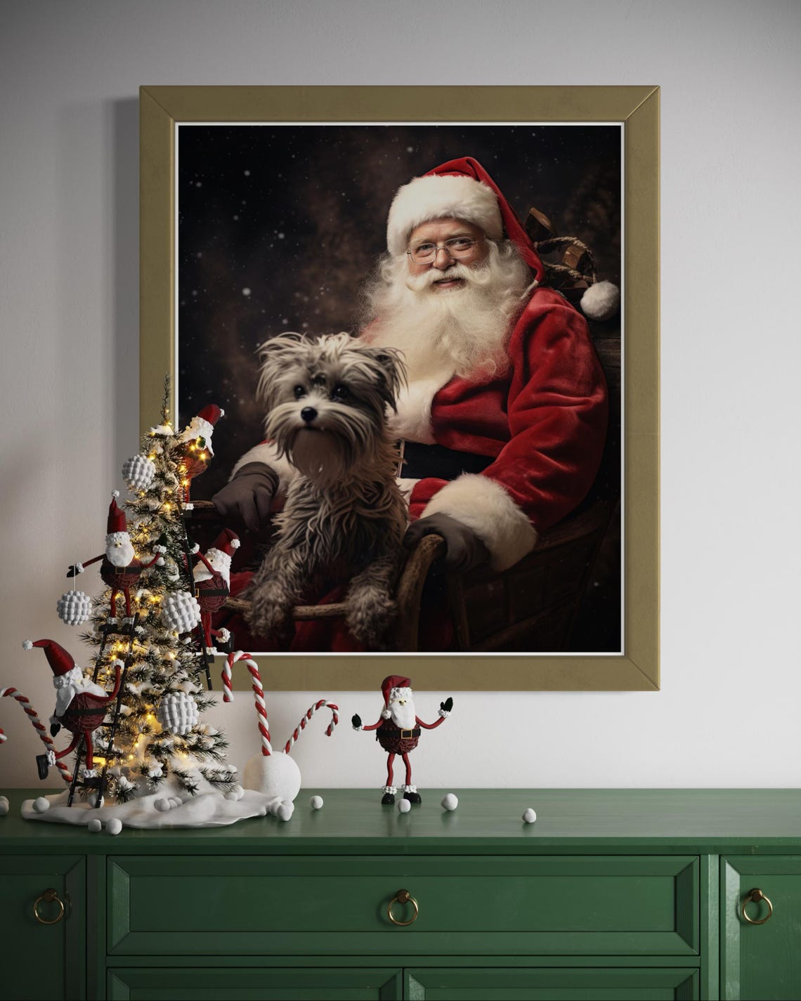 Santa Claus Christmas Art Print Holiday Wall Decor With Dog Santa Sleigh Photo Festive Christmas Photography Art - Image 7
