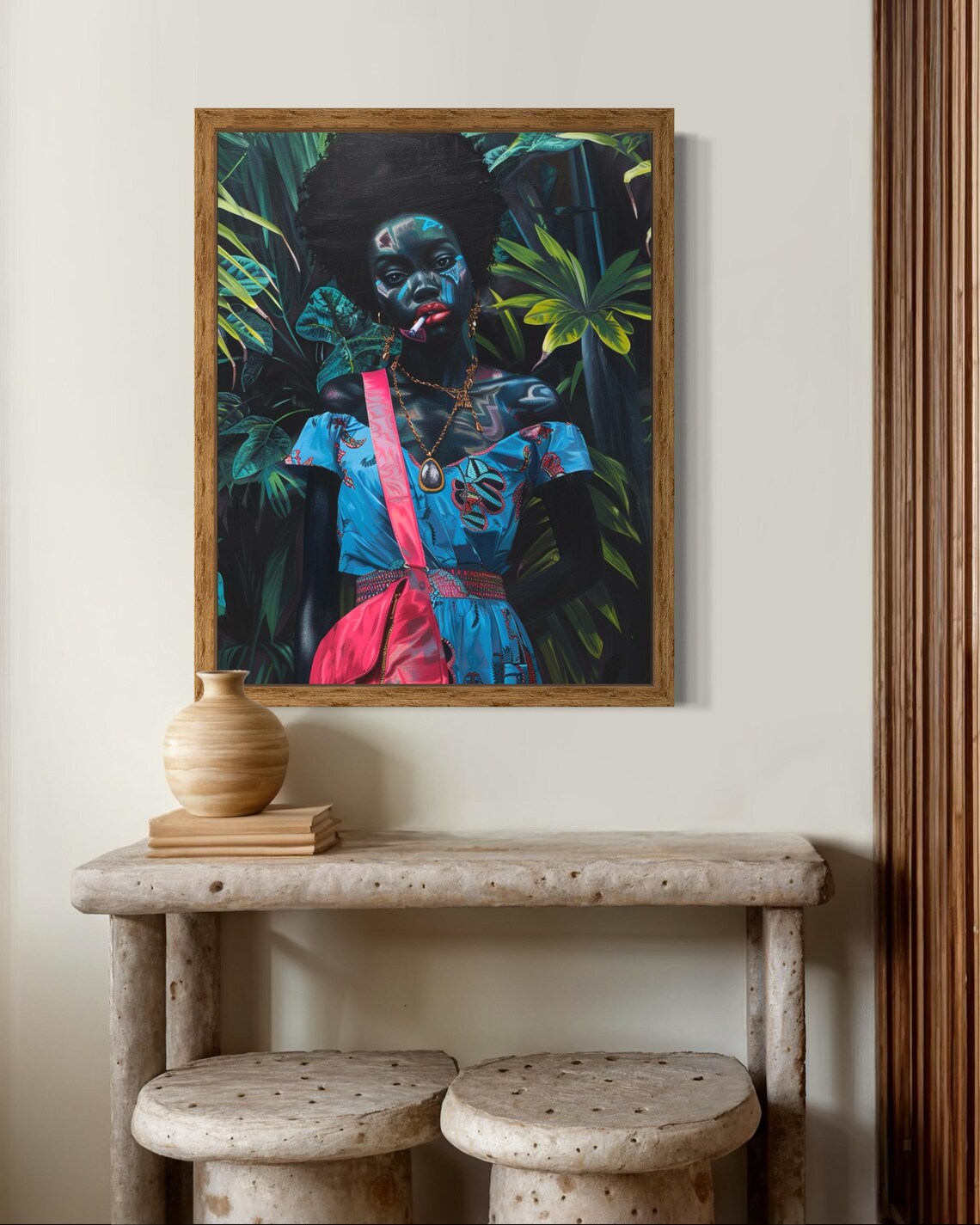 African Woman Art Print Blue Dress Wall Art Black Girl Magic Modern Black Woman Art Afrocentric Wall Decor Feminine African Art - Image 6