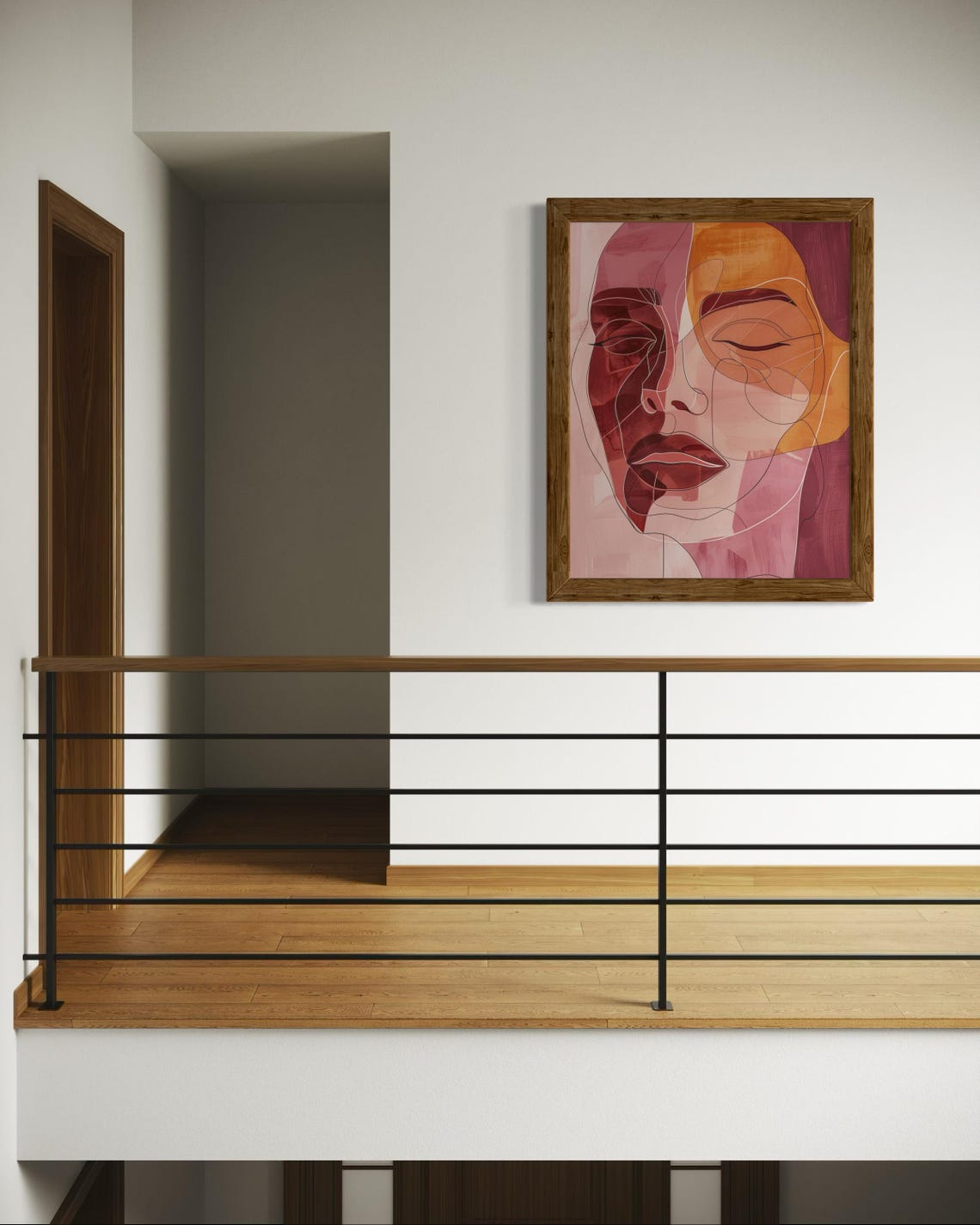 Abstract Woman Face Warm Maroon Tones Boho Minimalist Art Poster - Image 2