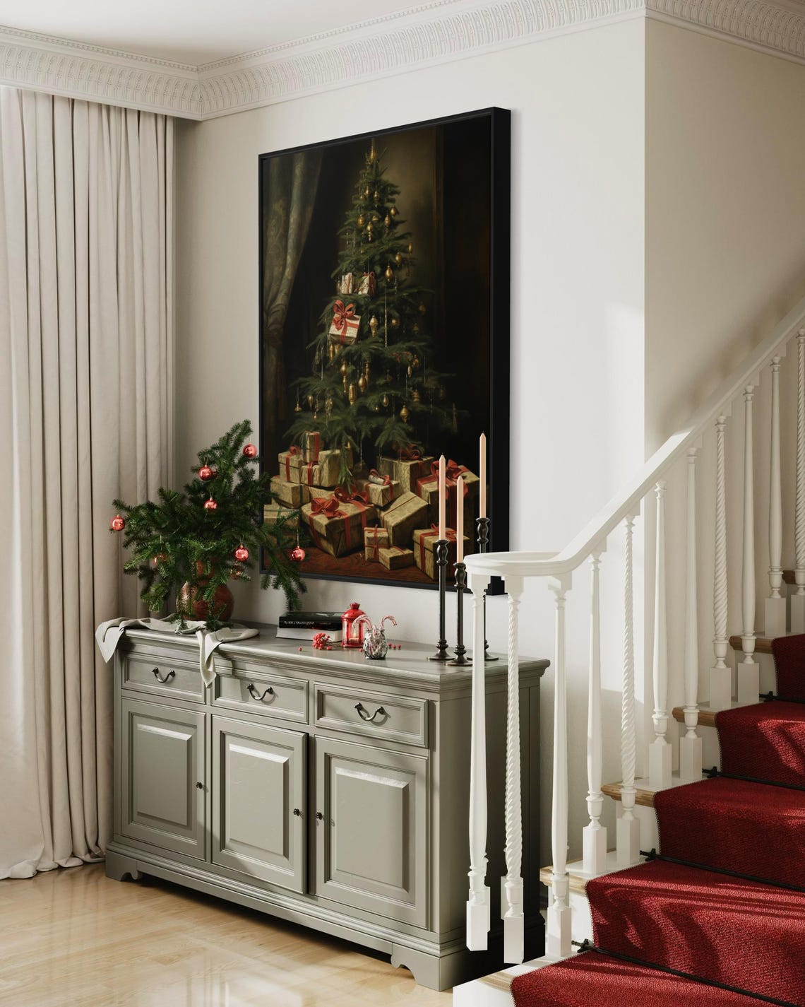 Classic Christmas Tree Gold Ornaments Vintage Gifts Holiday Art Poster - Image 4