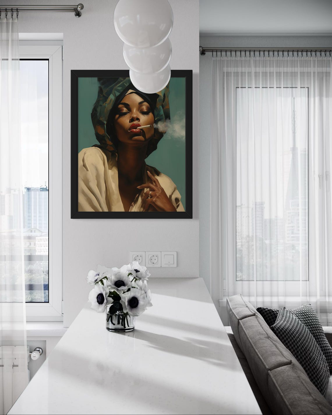 Afrocentric Wall Art Bold Afro Woman Portrait Print Headwrap Art For Modern Decor 16x20 Print - Image 4
