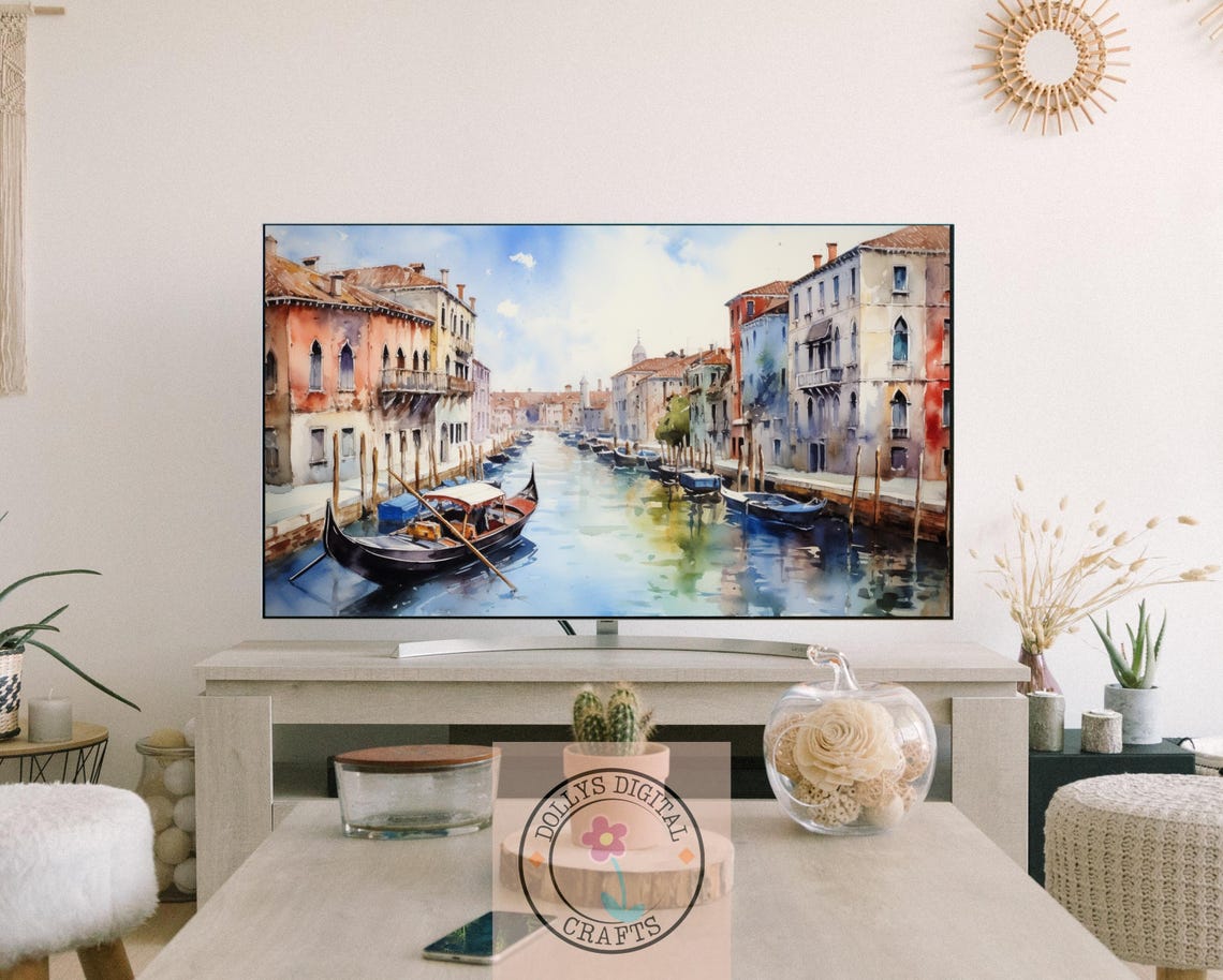 Gondola on Venice Canal Watercolor Painting Italy Travel Wall Art - Image 3