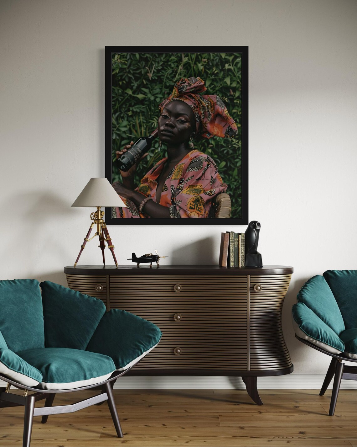 Modern African Woman Headwrap Portrait Art Print - Image 4