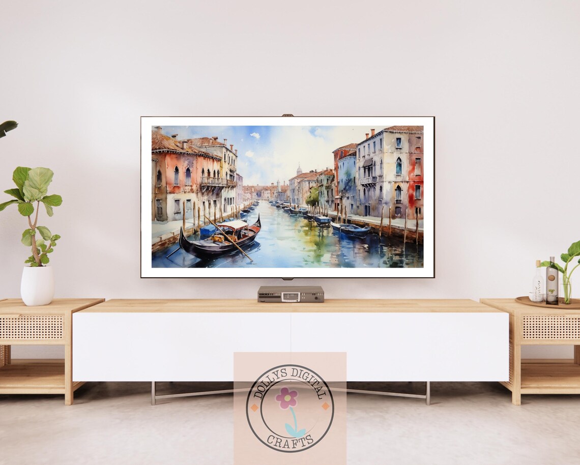 Gondola on Venice Canal Watercolor Painting Italy Travel Wall Art - Image 2