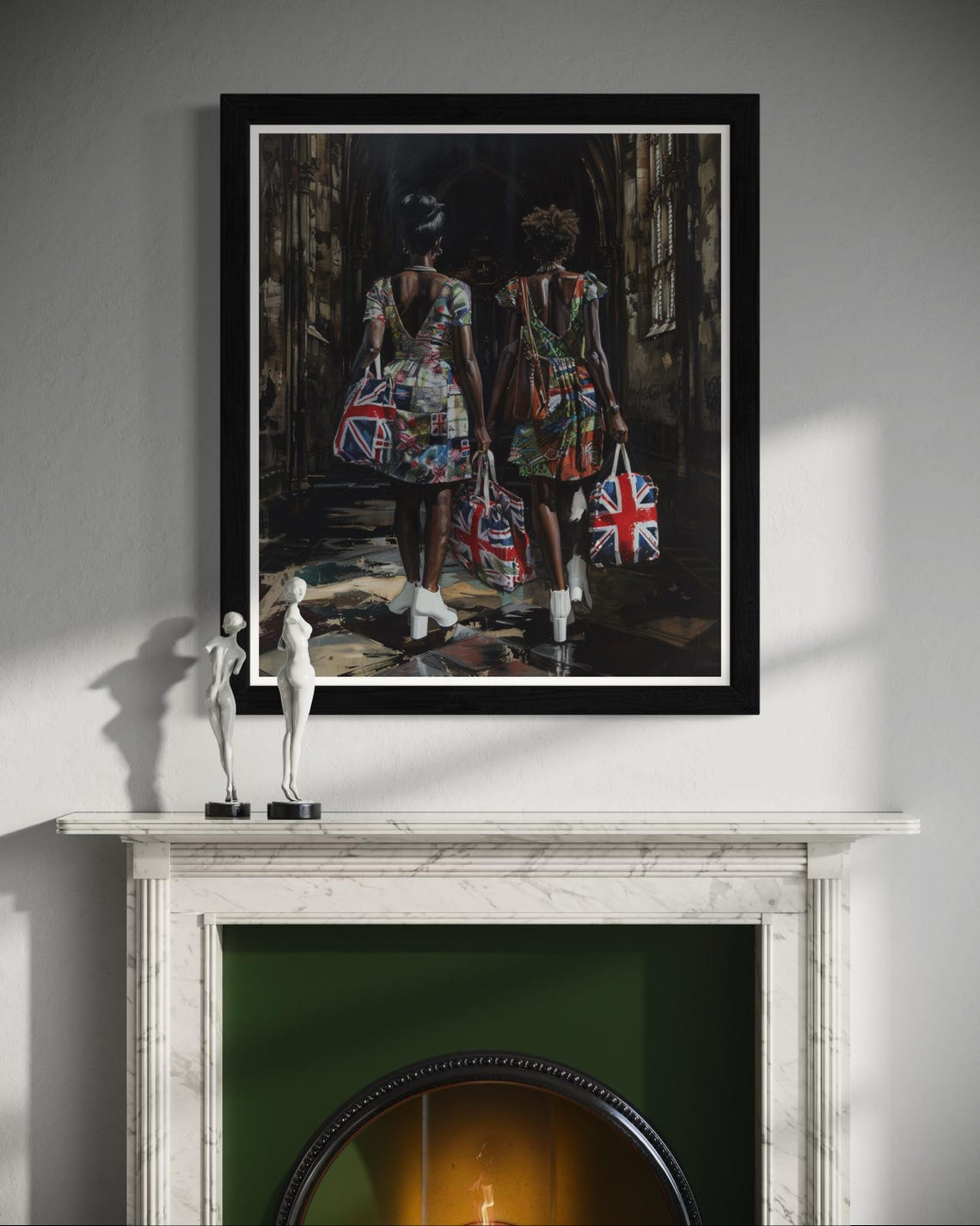 British Union Jack Fashion Painting Two Women Cathedral Poster - Image 5