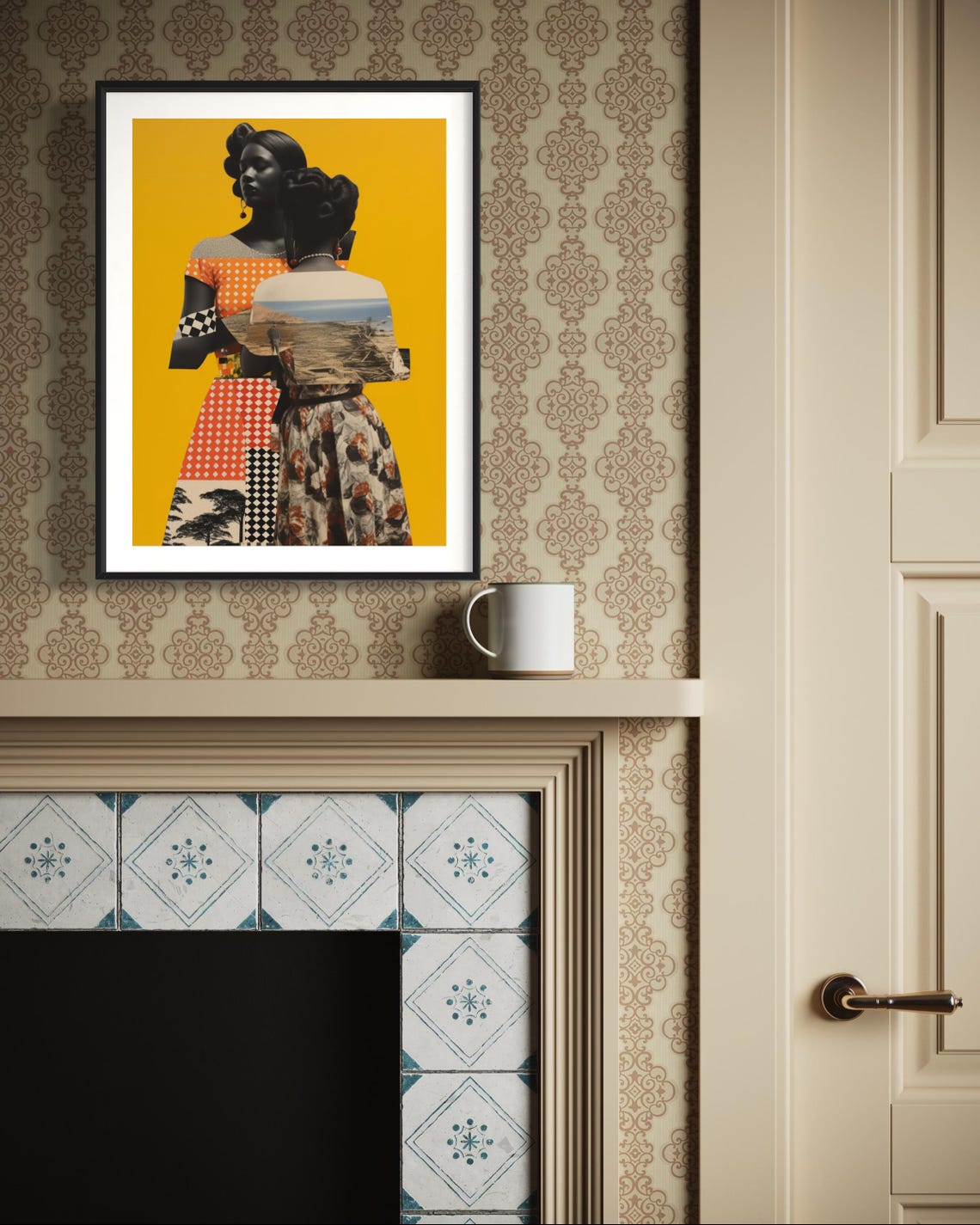 African Women Bold Collage Yellow Background Afrocentric Art Poster - Image 7