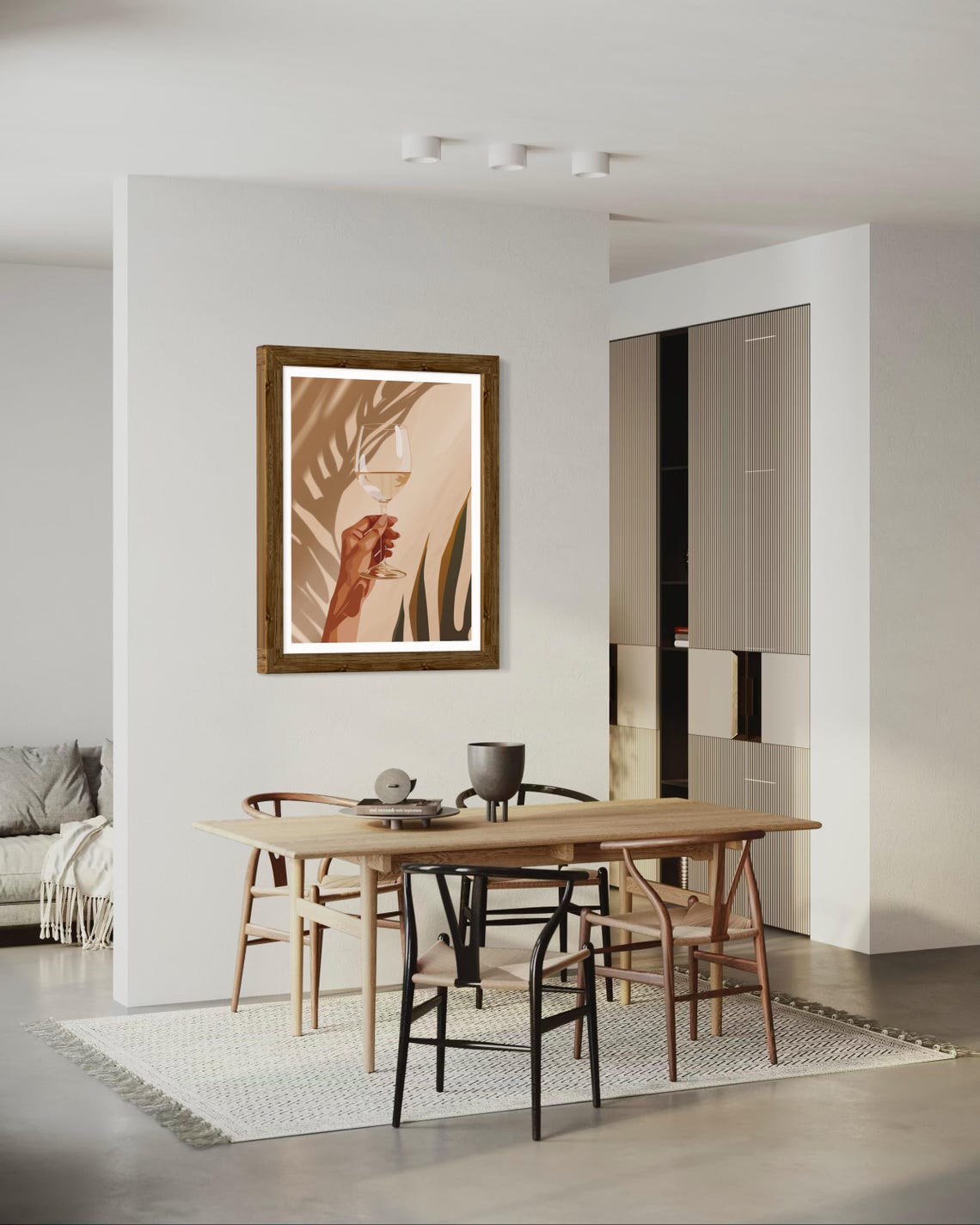 Elegant Hand Holding Wine Glass Palm Shadow Minimalist Poster - Image 6