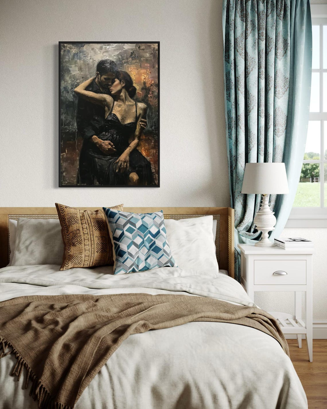 Passionate Couple Embrace Dance Romantic Dark Oil Painting Wall Art - Image 6