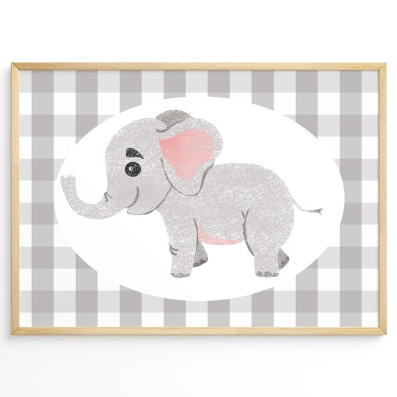 Cute Baby Elephant Nursery Safari Animal Baby Room Art Print