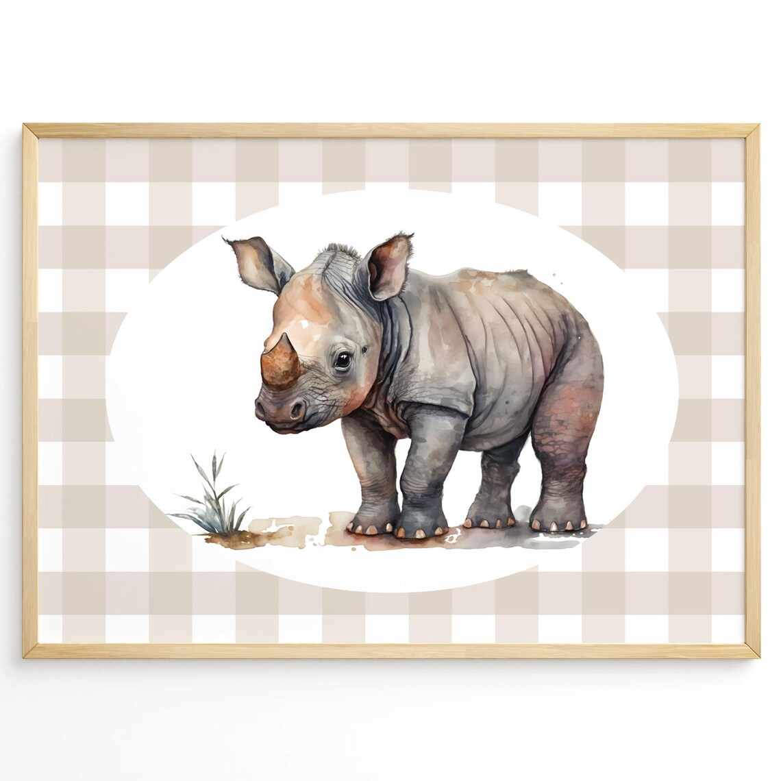Baby Rhino Watercolor Nursery Cute Little Safari Animal Art Print