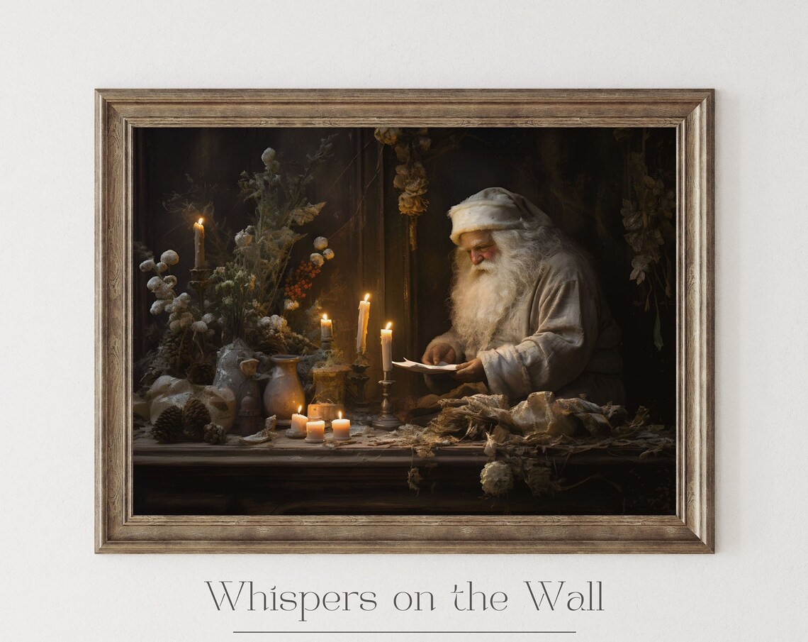 Rustic Santa Claus Vintage Christmas Art Print - Image 6