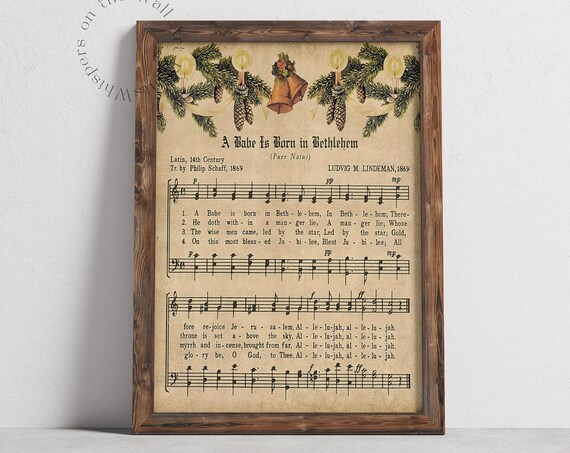 Vintage Christmas Sheet Music Wall Art Print Winter Holiday Decor Moody Christmas Sheet Music Art Print Living Room Art