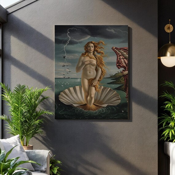 The Birth Of Venus Inspired Mythological Woman In Shell Dramatic Wall Art