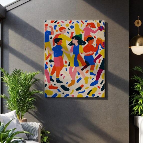 Dancing Figures, Playful Pop Illustration Print