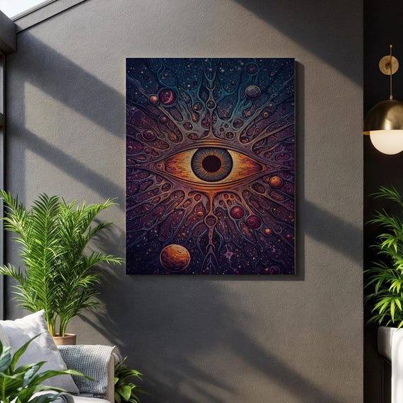 Mystical Eye Nebula Cosmic Vision Display Framed Fantasy Showcase Galactic Vortex Pattern Unique Gift Offering Flow Essence