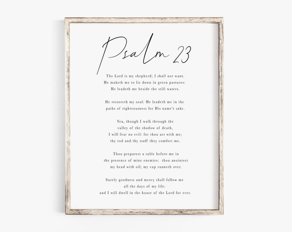 Psalm 23 The Lord Is My Shepherd, Bible Verse Art Print