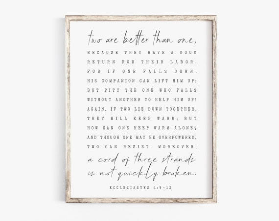 Two Are Better Than One Bible Verse Art Print