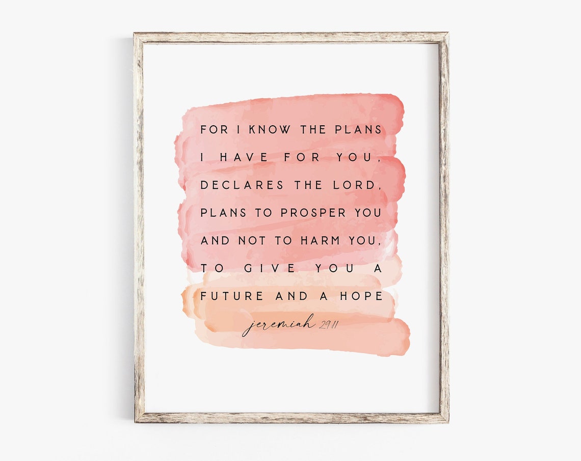 Jeremiah 29:11 Bible Verse Nursery Wall Art Print