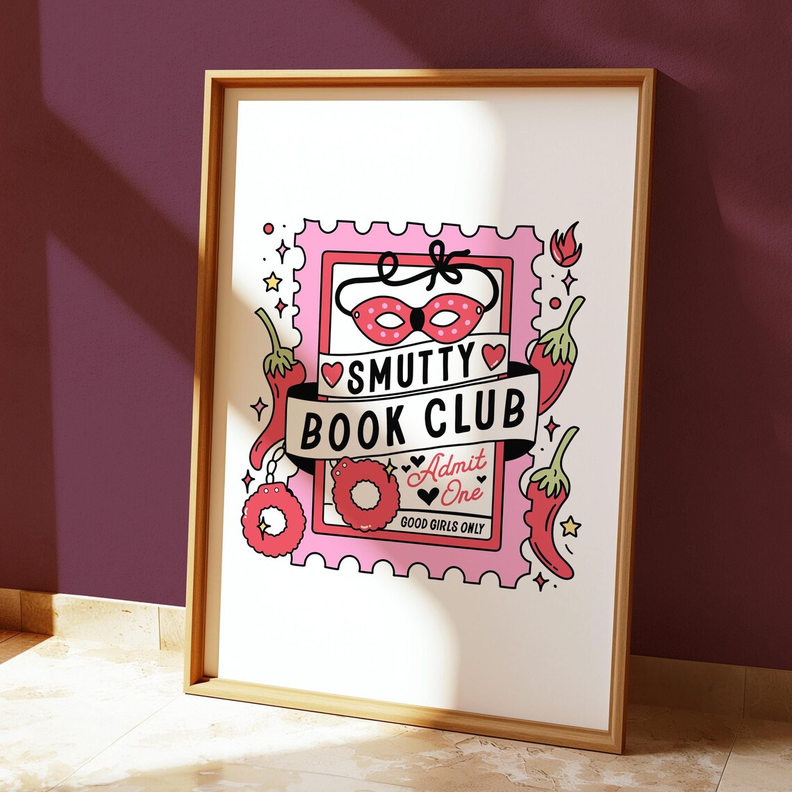 Bookish Smutty Book Club Poster Print, Booktok Aesthetic