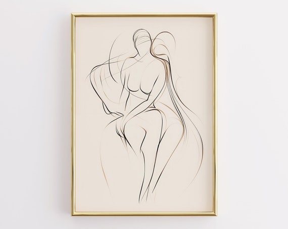 Female Body Line Art Print Minimalist Wall Art Neutral Wall Art Line Drawing Woman Female Line Art