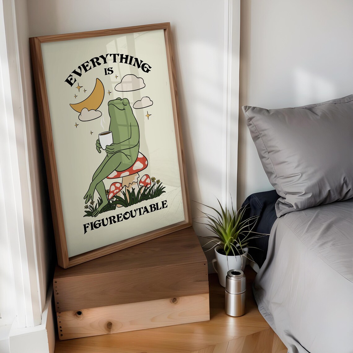 Everything Is Figureoutable Frog Quote Art Print - Image 2