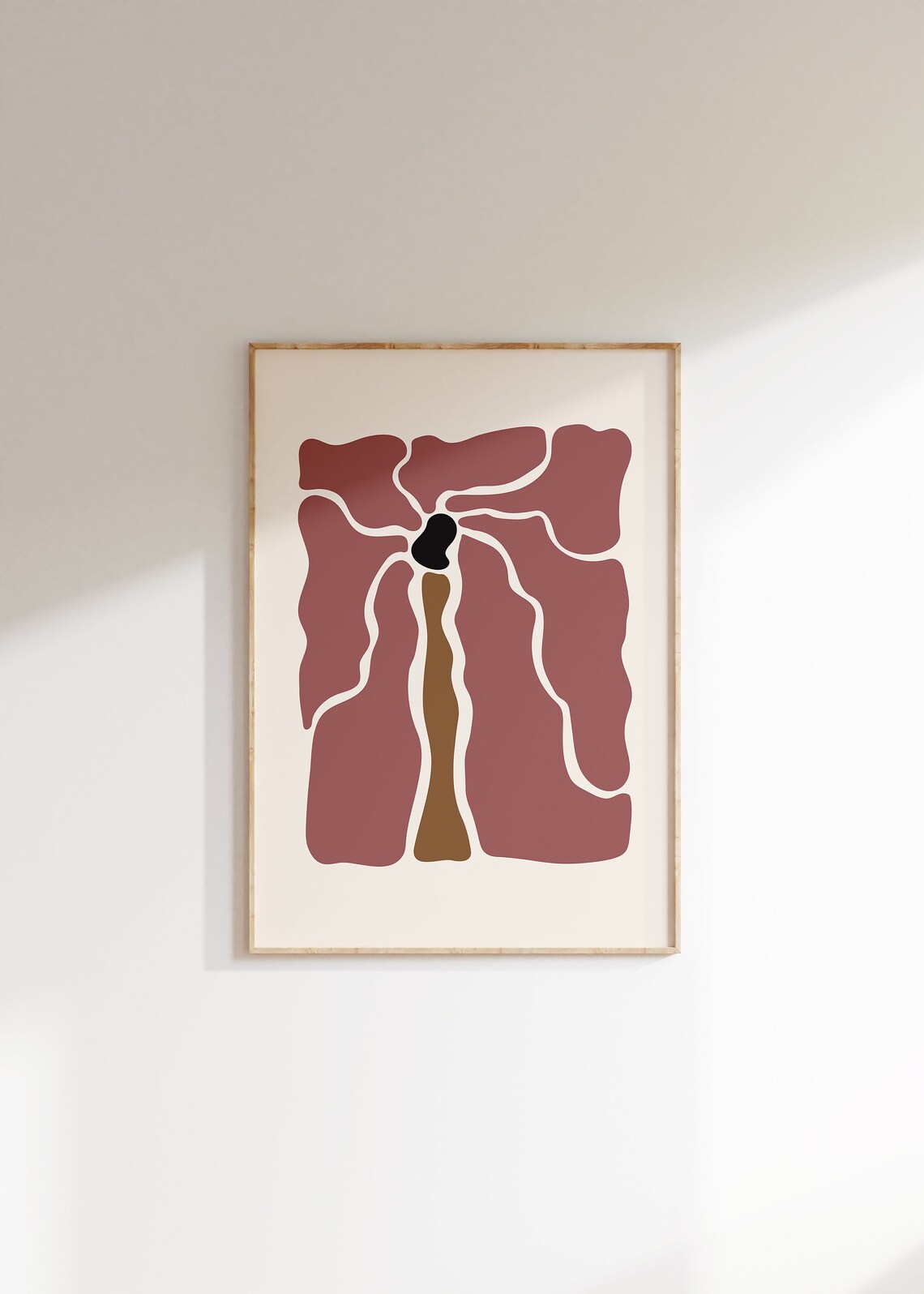 Bohemian Abstract Flower Poster Dusty Rose Mid Century Modern Floral Art - Image 3