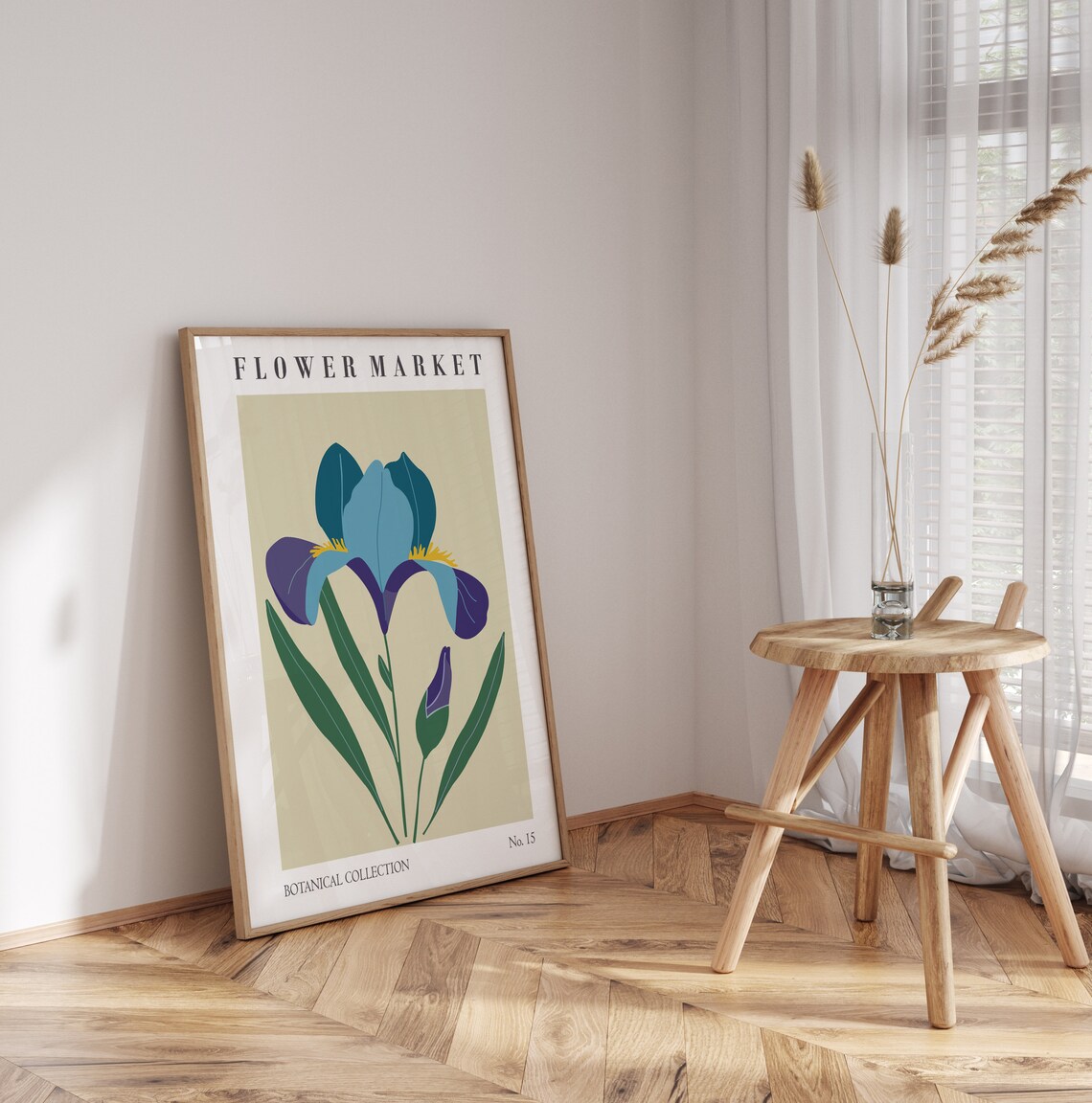 Flower Market Iris Botanical Collection Blue Bloom Floral Wall Art - Image 2