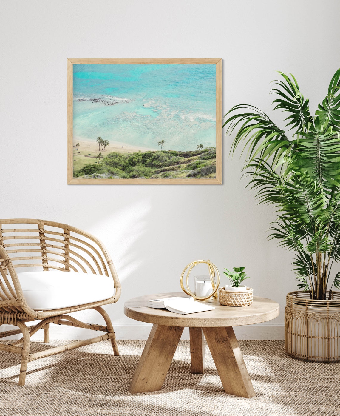 Aerial Photo of Palm Trees on a Tropical Beach by Blue Sea Poster - Image 3