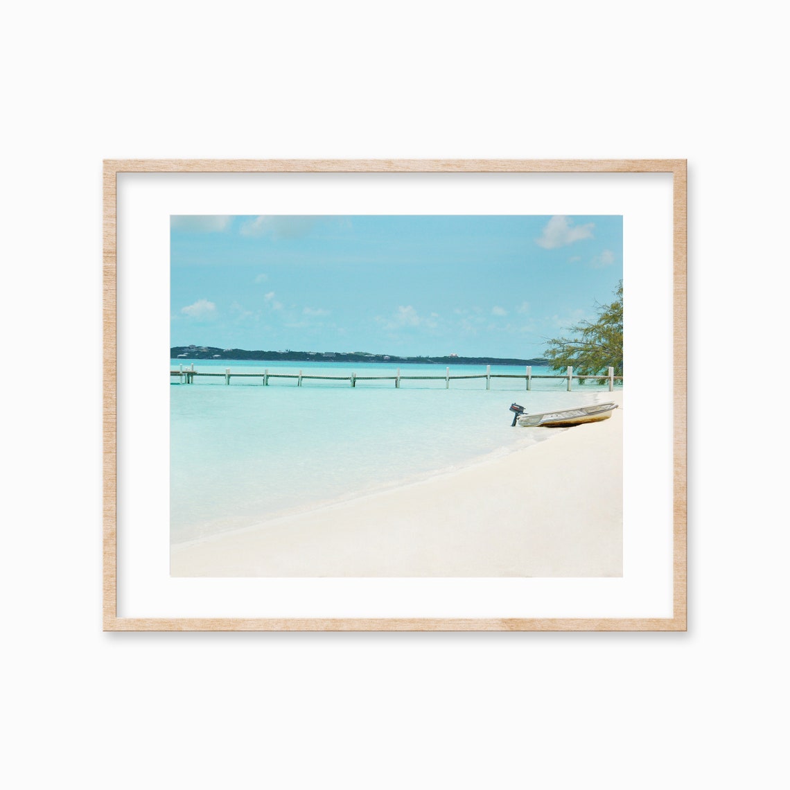 Wooden Dock Stretching Over Turquoise Water Beach Photo Poster