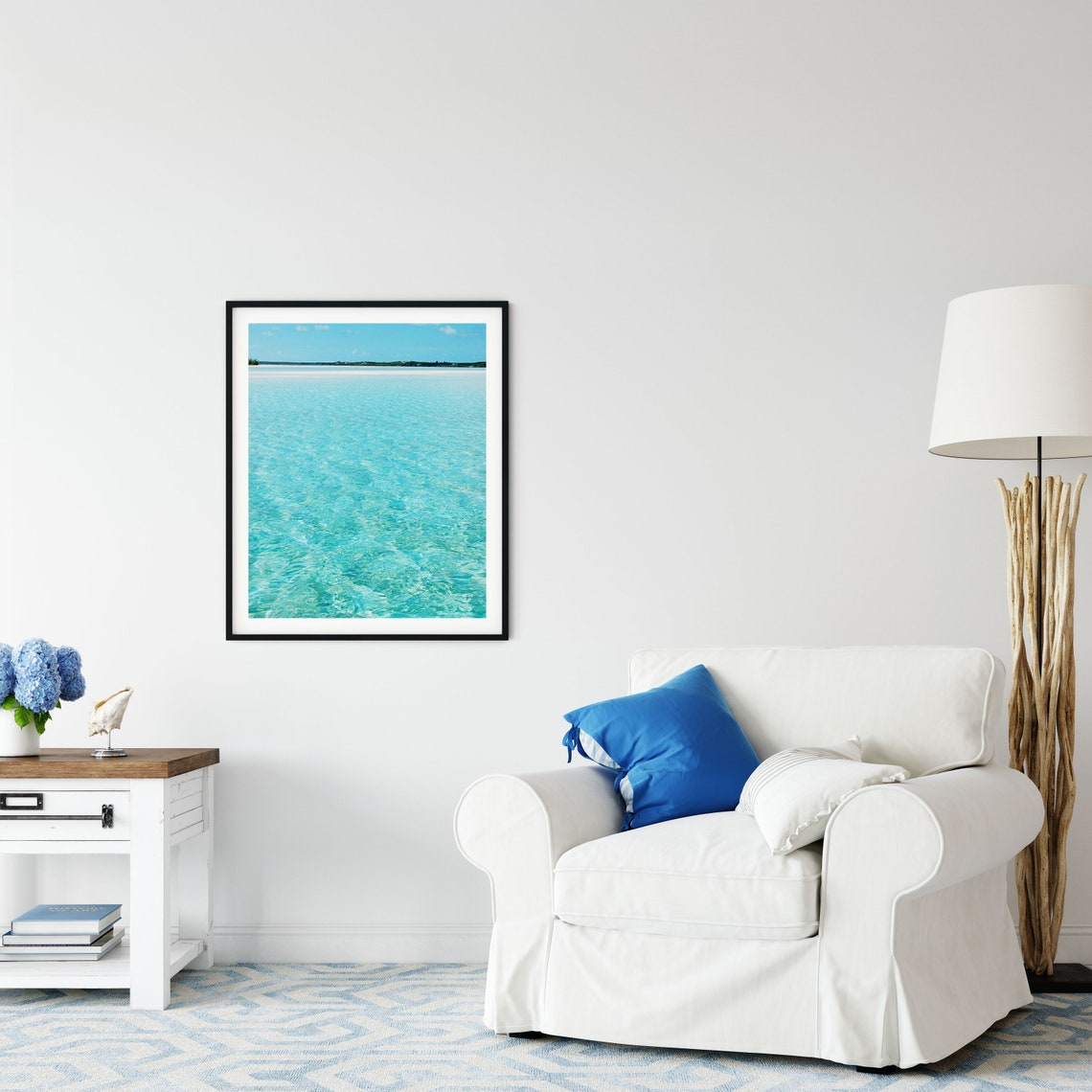 Vibrant Turquoise Shallow Ocean Water Ripples Coastal Photo Poster - Image 2