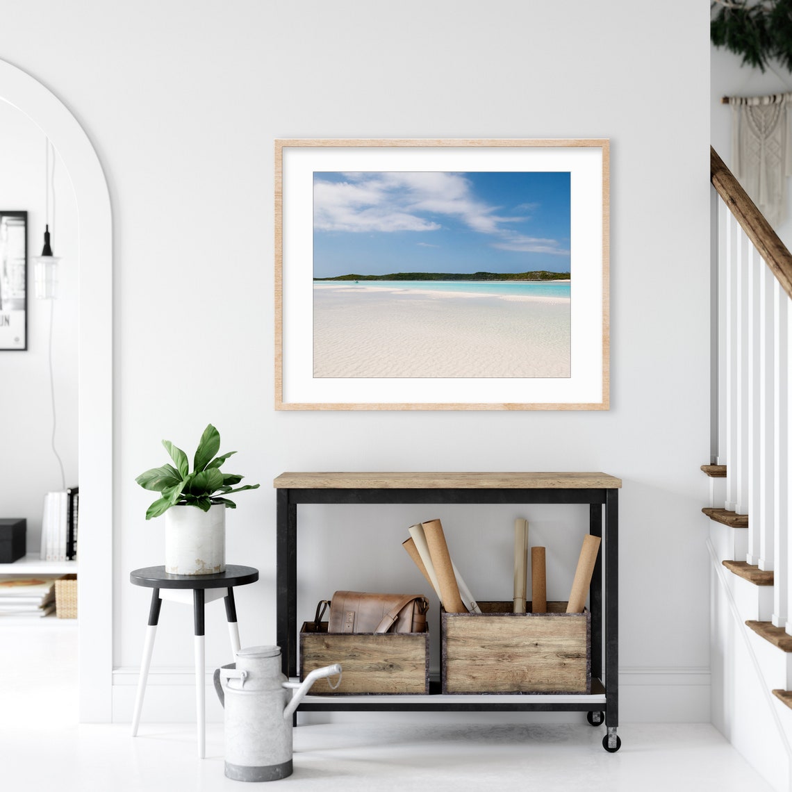 Endless White Sand Flat Meeting Turquoise Lagoon Water Poster - Image 3