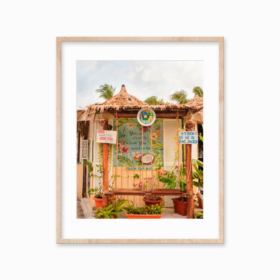 Beach Shack with Inspirational Signs Tropical Bar Photography Poster