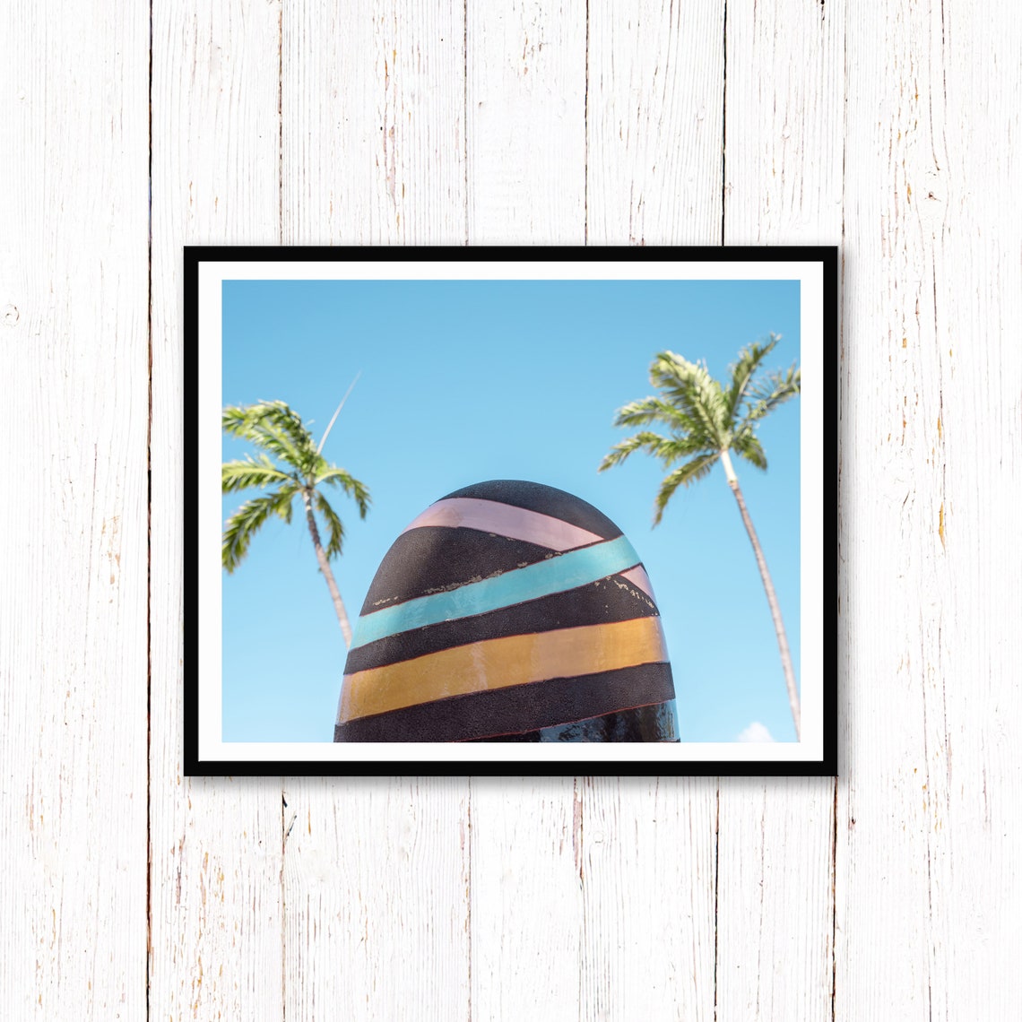 Giant Striped Beach Ball Blue Sky Palm Trees Summer Photo Poster - Image 2