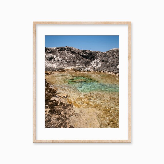 Crystal Clear Tide Pool Rocky Shore Turquoise Water Photo Poster
