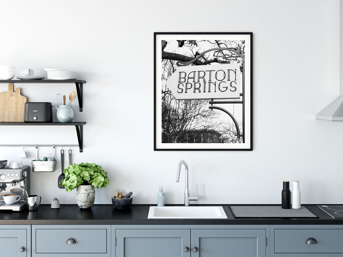 Barton Springs Sign Black And White Vintage Austin Photo Poster - Image 2