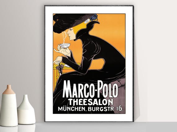 Marco Polo Thee Salon Mnchen Vintage Fooddrink Poster Tea Lovers Gift Idea Wall Decor