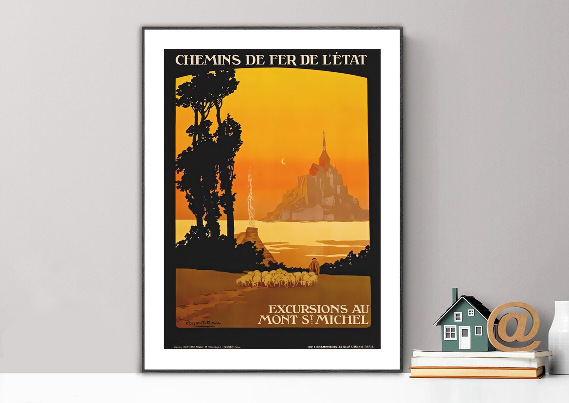Mt St Michel France Vintage Travel Poster Print