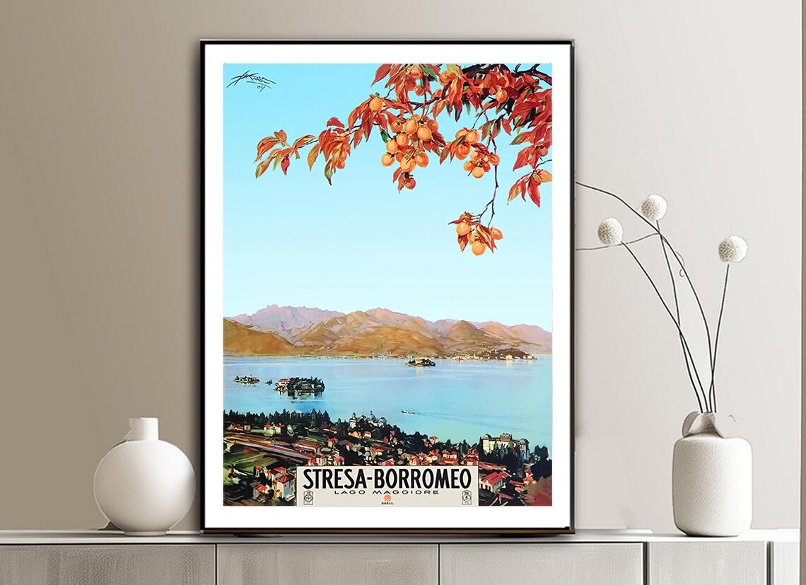 Stresa Borromeo Lago Maggiore Italy Vintage Travel Poster